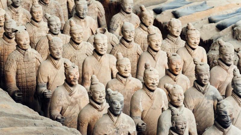 Leirsoldater i full menneske st�rrelse i Xian