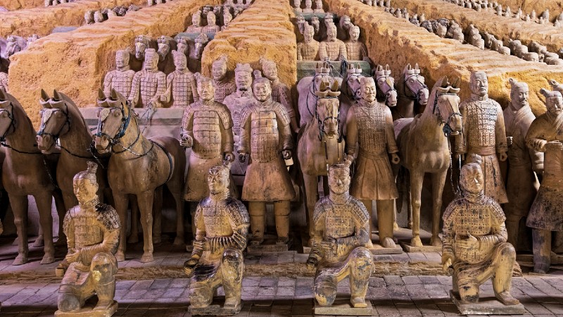 Leirsoldater i full menneske st�rrelse i Xian