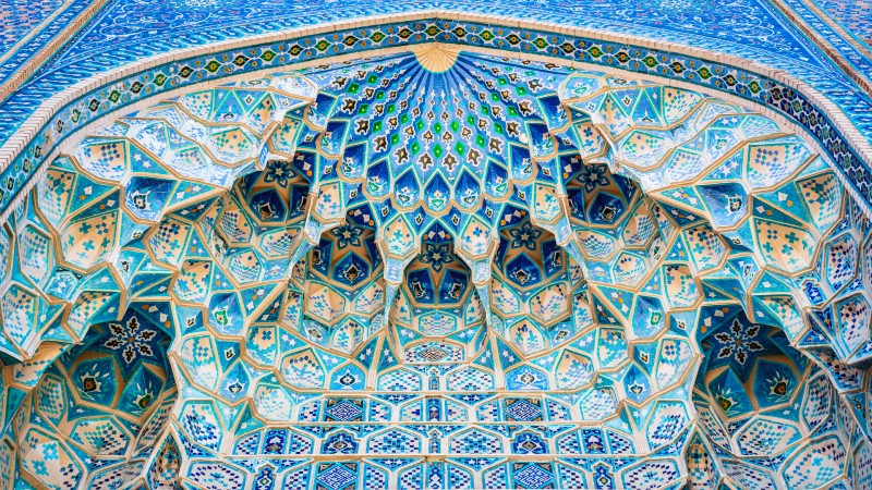 Vakre bl� fliser i Gur-e-Amir Mausoleet