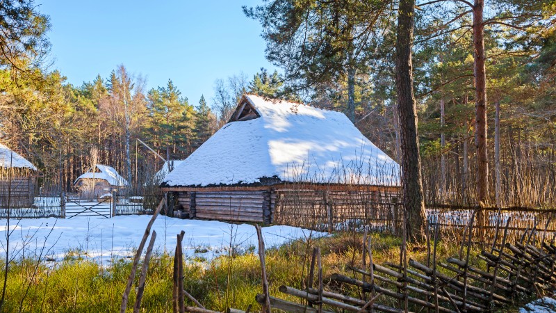 Gammel hytte p� Estlands Friluftsmuseum